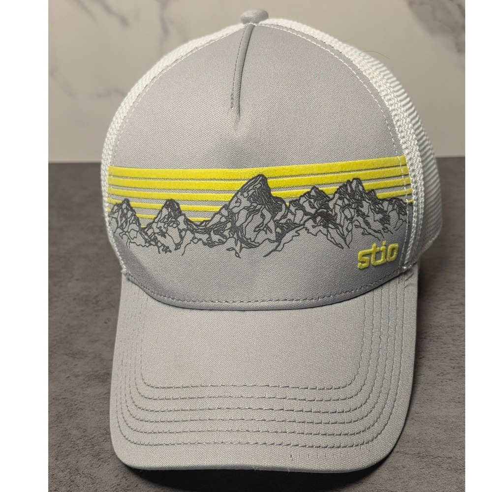Stio Mens Grey‎ Mountain Graphic Mesh Back Snapback Trucker Hat